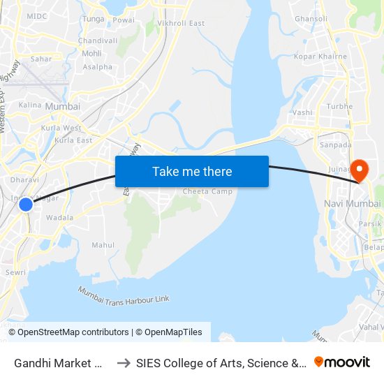 Gandhi Market Matunga to SIES College of Arts, Science & Commerce map