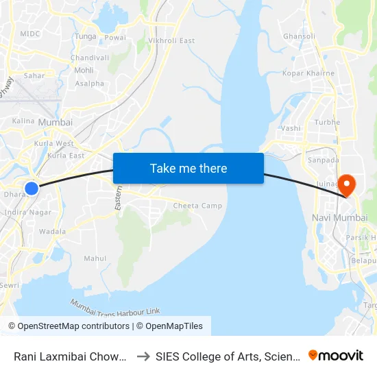 Rani Laxmibai Chowk / Sion Talao to SIES College of Arts, Science & Commerce map