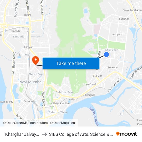 Kharghar Jalvayu Vihar to SIES College of Arts, Science & Commerce map