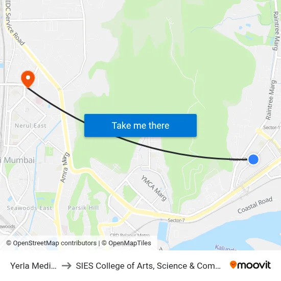 Yerla Medical to SIES College of Arts, Science & Commerce map