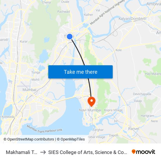 Makhamali Talao to SIES College of Arts, Science & Commerce map