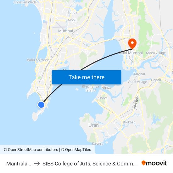 Mantralaya to SIES College of Arts, Science & Commerce map