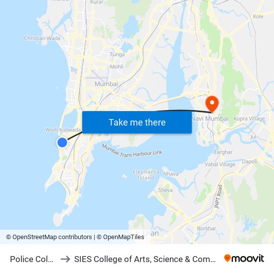 Police Colony to SIES College of Arts, Science & Commerce map