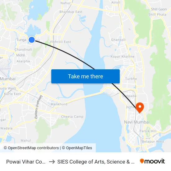Powai Vihar Complex to SIES College of Arts, Science & Commerce map