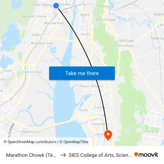 Marathon Chowk (Teen Hath Naka) to SIES College of Arts, Science & Commerce map