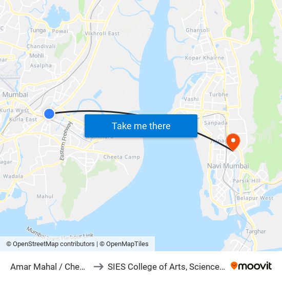 Amar Mahal / Chedda Nagar to SIES College of Arts, Science & Commerce map