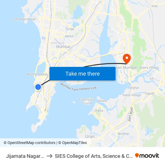 Jijamata Nagar to SIES College of Arts, Science & Commerce map