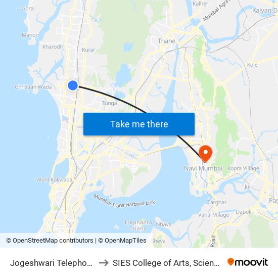 Jogeshwari Telephone Exchange to SIES College of Arts, Science & Commerce map