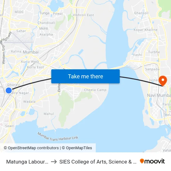 Matunga Labour Camp to SIES College of Arts, Science & Commerce map