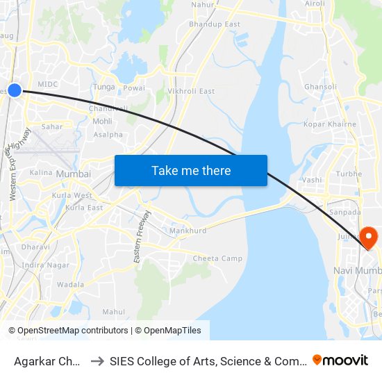 Agarkar Chowk to SIES College of Arts, Science & Commerce map