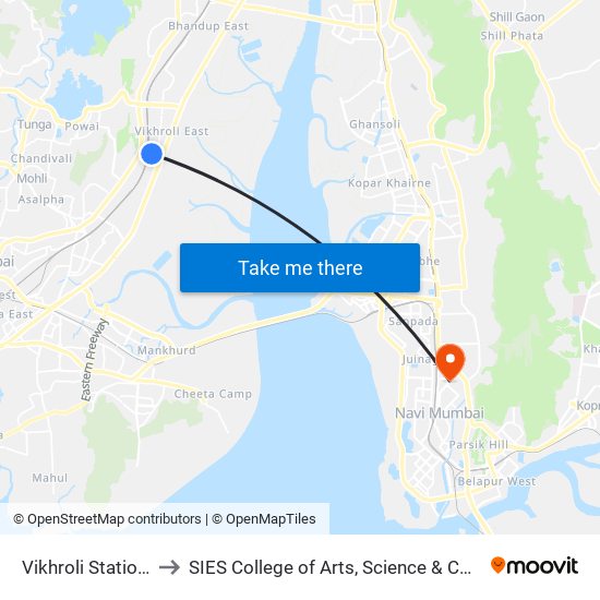 Vikhroli Station (E) to SIES College of Arts, Science & Commerce map