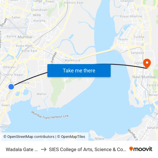 Wadala Gate No.4 to SIES College of Arts, Science & Commerce map
