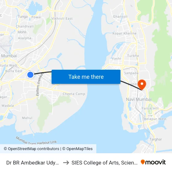Dr BR Ambedkar Udyan (Chembur) to SIES College of Arts, Science & Commerce map