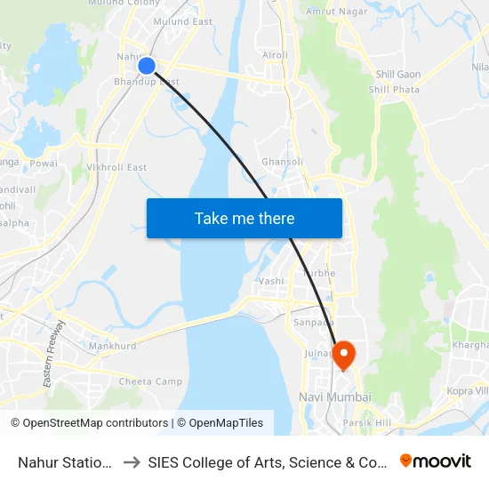 Nahur Station (E) to SIES College of Arts, Science & Commerce map