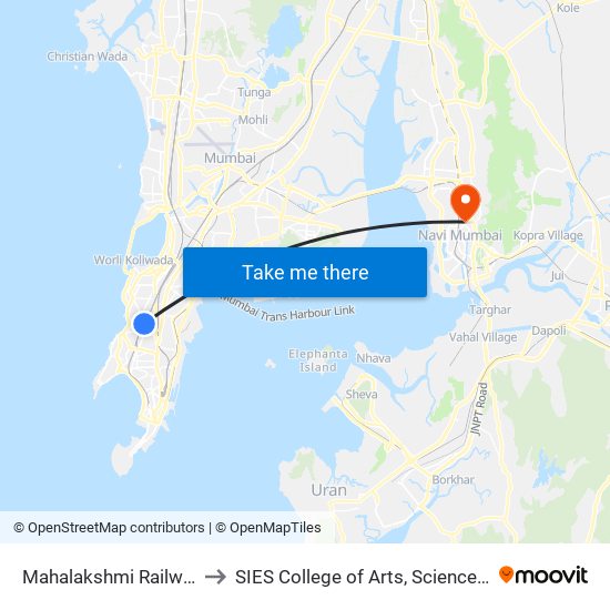 Mahalakshmi Railway Station to SIES College of Arts, Science & Commerce map