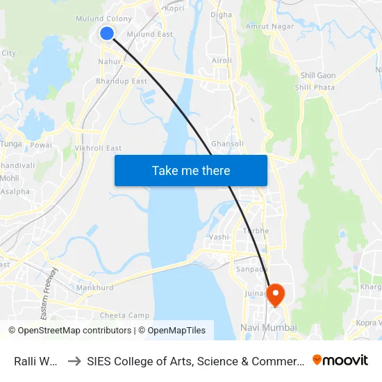 Ralli Wolf to SIES College of Arts, Science & Commerce map