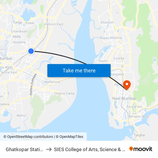 Ghatkopar Station (W) to SIES College of Arts, Science & Commerce map