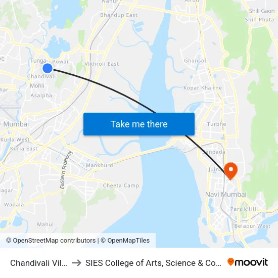 Chandivali Village to SIES College of Arts, Science & Commerce map