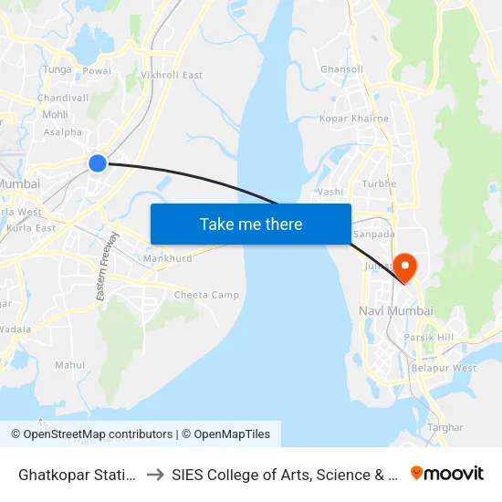 Ghatkopar Station (W) to SIES College of Arts, Science & Commerce map