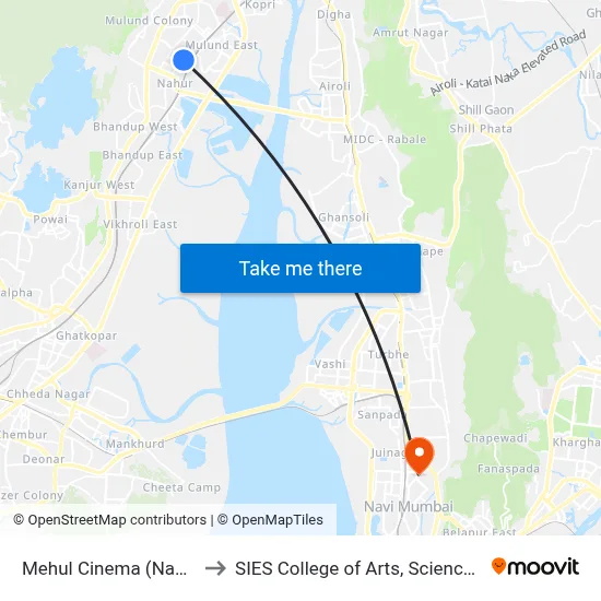 Mehul Cinema (Nahur Village) to SIES College of Arts, Science & Commerce map