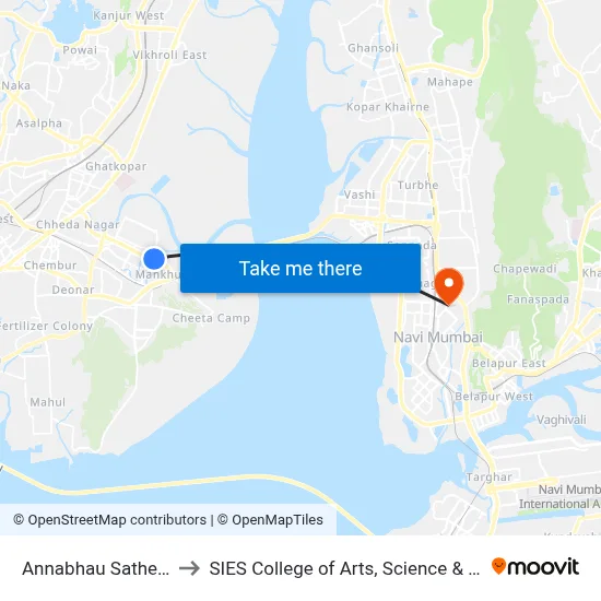 Annabhau Sathe Nagar to SIES College of Arts, Science & Commerce map