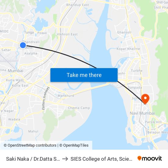 Saki Naka / Dr.Datta Samant Chowk to SIES College of Arts, Science & Commerce map