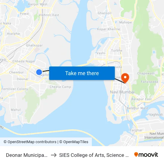 Deonar Municipal Colony to SIES College of Arts, Science & Commerce map