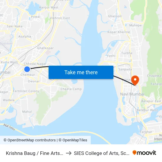Krishna Baug / Fine Arts Society (Chembur) to SIES College of Arts, Science & Commerce map