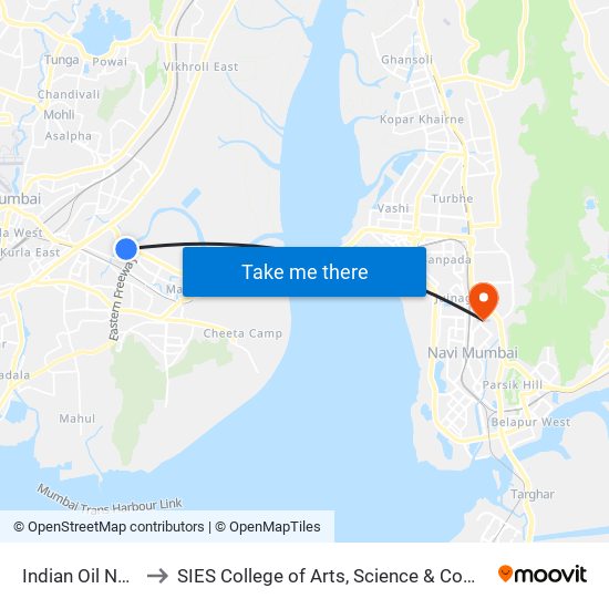 Indian Oil Nagar to SIES College of Arts, Science & Commerce map