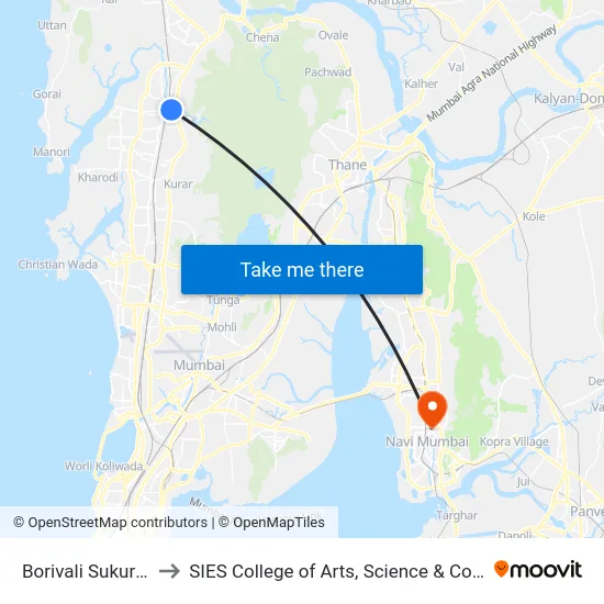 Borivali Sukurwadi to SIES College of Arts, Science & Commerce map