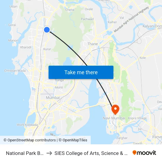National Park Borivali to SIES College of Arts, Science & Commerce map