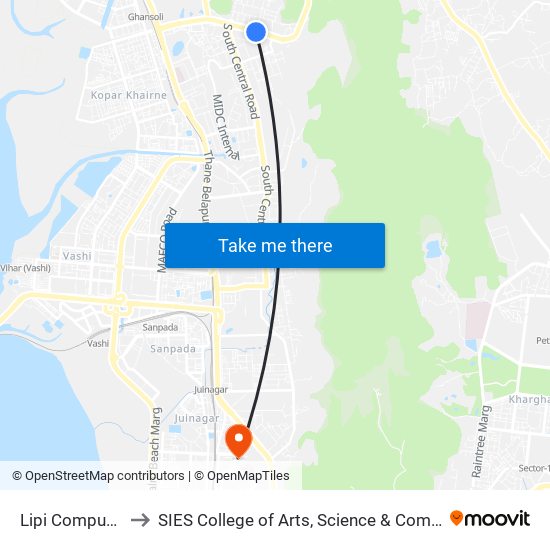 Lipi Computers to SIES College of Arts, Science & Commerce map