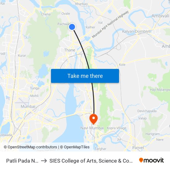 Patlipada / Hiranandani Road to SIES College of Arts, Science & Commerce map