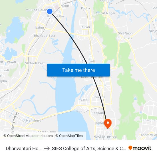 Dhanvantari Hospital to SIES College of Arts, Science & Commerce map