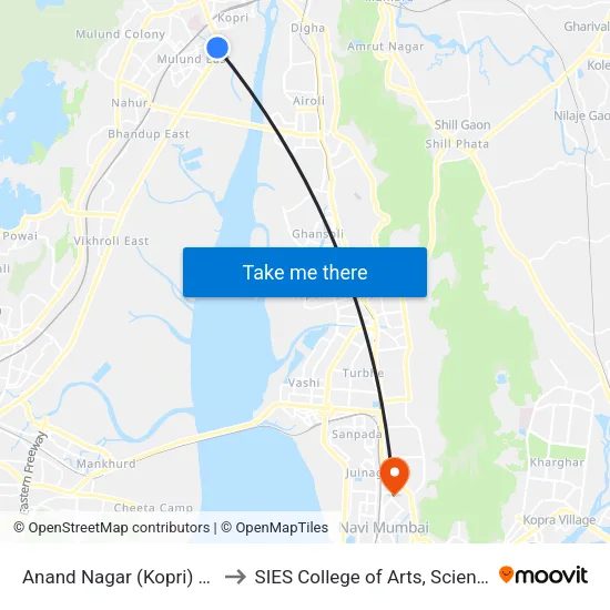 Anand Nagar (Kopri) Police Station to SIES College of Arts, Science & Commerce map