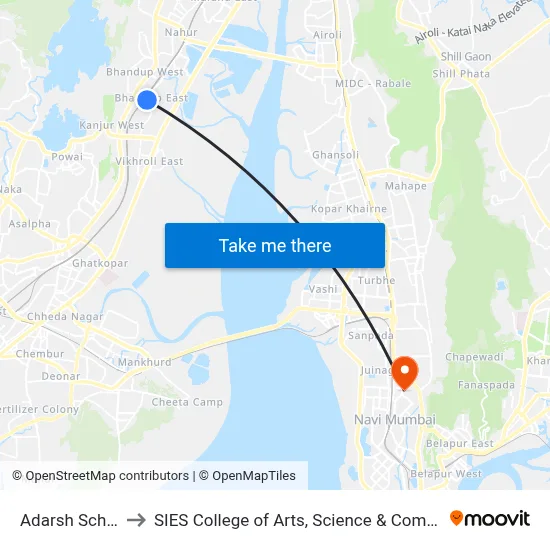 Adarsh School to SIES College of Arts, Science & Commerce map