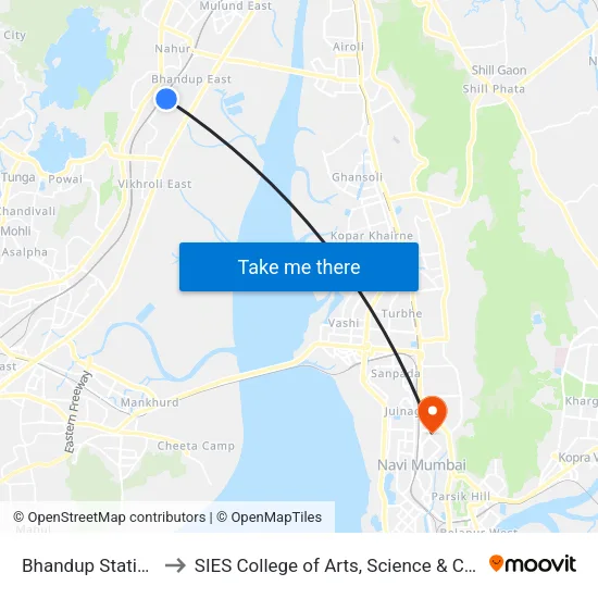 Bhandup Station (E) to SIES College of Arts, Science & Commerce map