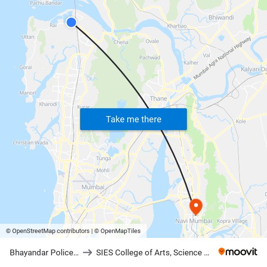 Bhayandar Police Station to SIES College of Arts, Science & Commerce map