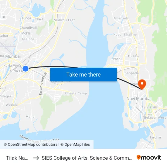 Tilak Nagar to SIES College of Arts, Science & Commerce map