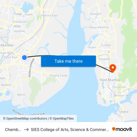 Chembur to SIES College of Arts, Science & Commerce map