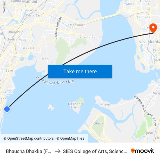 Bhaucha Dhakka (Ferry Wharf) to SIES College of Arts, Science & Commerce map