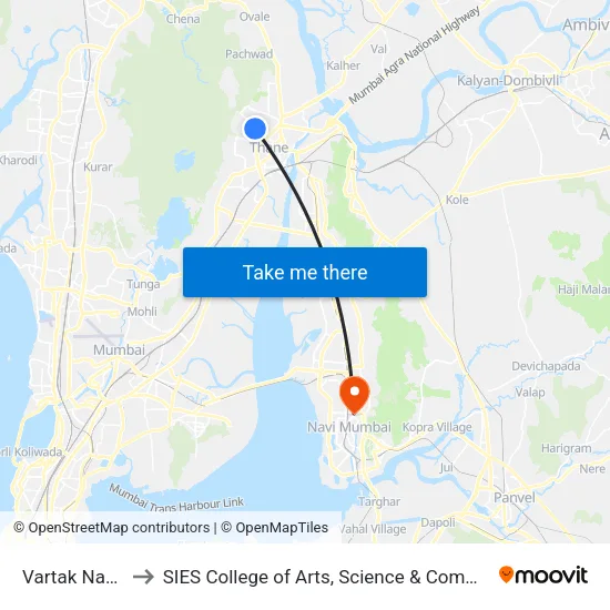 Vartak Nagar to SIES College of Arts, Science & Commerce map