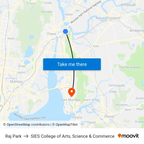Raj Park to SIES College of Arts, Science & Commerce map