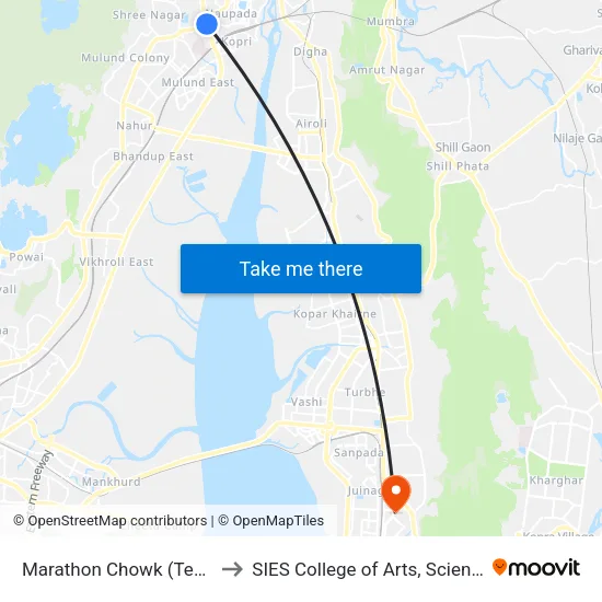 Marathon Chowk (Teen Hath Naka) to SIES College of Arts, Science & Commerce map