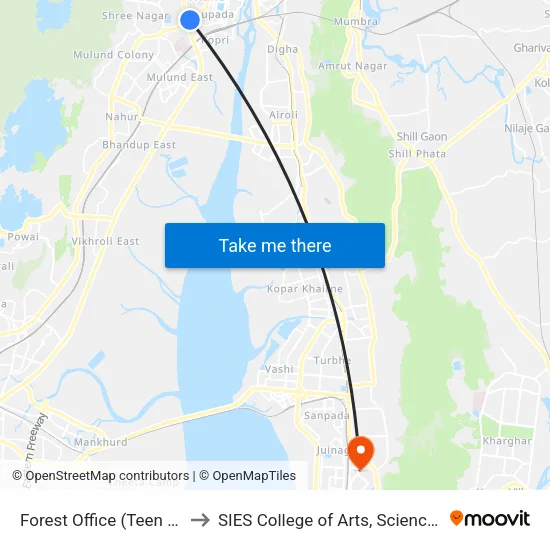 Forest Office (Teen Hath Naka) to SIES College of Arts, Science & Commerce map