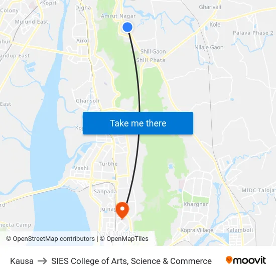 Kausa to SIES College of Arts, Science & Commerce map