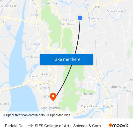 Padale Gaon to SIES College of Arts, Science & Commerce map