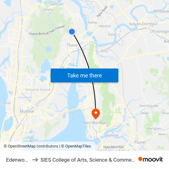 Edenwood to SIES College of Arts, Science & Commerce map