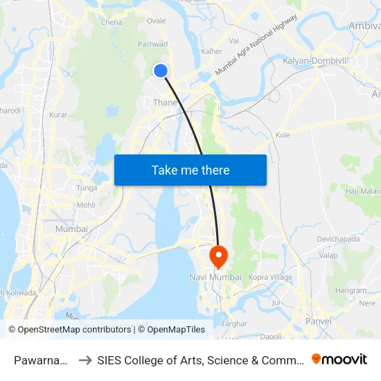 Pawarnagar to SIES College of Arts, Science & Commerce map