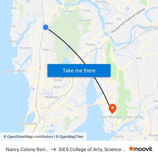 Nancy Colony Borivali East to SIES College of Arts, Science & Commerce map